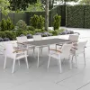 Modern Outdoor Garden Furniture Long Aluminum Table Set With Wood Chairs for Picnic Coffee Dining for Hotels