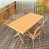 Modern Outdoor Leisure Waterproof Aluminum Garden Dining Set Courtyard Balcony Plastic Wood Patio Dining Table and Chairs Set