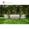 Modern Outdoor Sofa Set Waterproof Teak Wood Furniture With Fabric Cushions for Garden Patio or Hotel Use