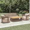 Modern Outdoor Solid Wood Sofa Set Garden Patio Furniture with Sun Protection for Leisure Villa