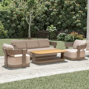 Modern Outdoor Solid Wood Sofa Set Garden Patio Furniture with Sun Protection for Leisure Villa