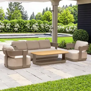Modern Outdoor Solid Wood Sofa Set Garden Patio Furniture with Sun Protection for Restaurant Leisure Villa
