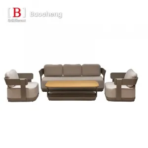 Modern Solid Wood Furniture With Cushions Sofa Set Garden Patio Hotel Sectional L Shape Teak Outdoor Sofa