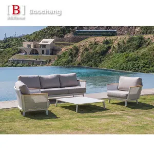 Modern Style Aluminum Outdoor Furniture Patio Waterproof Sofa Set with Cushion Fabric Outdoor Sofa