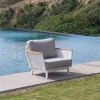 Modern Style Teak Wood Garden Sofa Set Three Seat Patio Leisure Furniture
