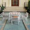 Modern Style Outdoor Dining Sets Waterproof Aluminum Teak Wood Armrest Chair With Table Garden Patio Furniture