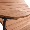 Modern Style Outdoor Patio Furniture Sun Teak Lounger With Coffee Table Wooden Teak Lounge Chair on Metal Frame Outdoor Seating