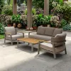Modern Teak Wood Outdoor Sofa Patio Furniture Garden Single Sofa 2-seater Sofa