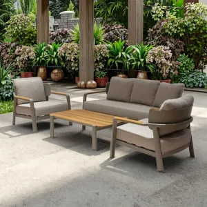Modern Teak Wood Outdoor Sofa Patio Furniture Garden Single Sofa 2-seater Sofa