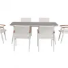 Modern 7pcs 6-Seater Aluminum Dining Table Chair Set for Outdoor Hotel Garden Furniture for Villa Courtyard