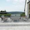 Modern 4-Piece Outdoor Aluminum Patio Sofa Set Weather-Resistant Teak Garden Furniture Set