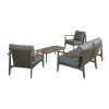 Modern 4-Piece Outdoor Aluminum Patio Sofa Set Weather-Resistant Teak Garden Furniture Set