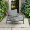 Modern 4-Piece Outdoor Aluminum Patio Sofa Set Weather-Resistant Teak Garden Furniture for Terrace Backyard Use