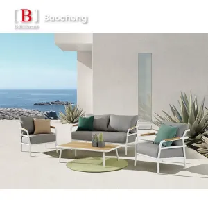 Nemo Contemporary Outdoor Aluminum Patio Garden Furniture Lounge Sofa Set Patio Outside Chaise Metal