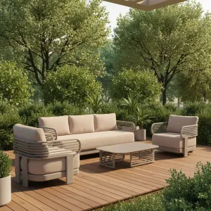 New Design Outdoor Garden Sofa Furniture Modern Patio Courtyard Leisure Lounge 4 Pieces Sofa Set