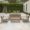 New Mili Luxury Patio Furniture Outdoor Couch 2 Seater Teak Furniture Leisure Garden Sofa Set