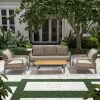 New Mili Luxury 2-Seater Teak Patio Furniture Weather-Resistant Outdoor Garden Sofa Set for Courtyard Hotel