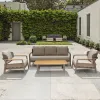 New Mili Luxury 2-Seater Teak Patio Furniture Outdoor Garden Sofa Set with Fabric for Courtyard Hotel Use