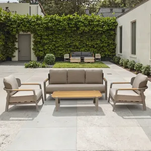 New Mili Luxury 2-Seater Teak Patio Furniture Outdoor Garden Sofa Set with Fabric for Courtyard Hotel Use