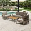 New Mili Luxury 2-Seater Teak Patio Furniture Outdoor Garden Sofa Set with Fabric for Courtyard Hotel Use