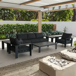 Nikko Contemporary Design Modern Style 6-Piece Black Outdoor Furniture Sofa Set