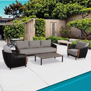 Noaker Modern Outdoor Luxurious Patio Furniture Customizable Rope Sofa Set for Weather Resistant Rattan Leisurely Backyard