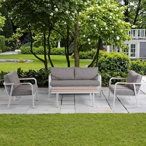 Outdoor Courtyard Furniture 2-Seater Teak Wood Sofa with Aluminum for Garden Pool Single Sofa