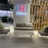 Outdoor Courtyard Furniture 2-Seater Teak Wood Sofa with Aluminum for Garden Pool Single Sofa