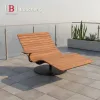 Outdoor Patio Furniture Sun Teak Lounger Wooden Teak Lounge Chair Metal Frame for Pool Park Seating