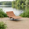 Outdoor Patio Furniture Sun Teak Lounger Wooden Teak Lounge Chair Metal Frame for Pool Park Seating