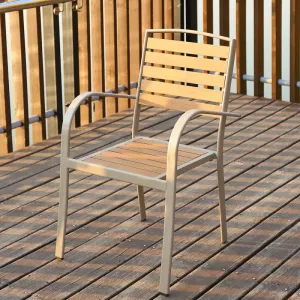 Outdoor Plastic Wood Restaurant Chair Furniture Waterproof Outdoor Aluminum Garden Chair for Patio Furniture Restaurant Use