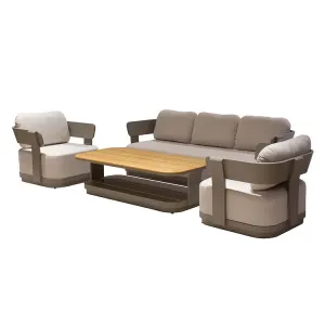 Outdoor Sofa Set Weatherproof Fabric Waterproof Open Air Modern Simple Patio Garden Teak Furniture