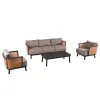 Patio Modern Sofa with Table Garden Sofa Set Outdoor Aluminum Patio Furniture Garden Luxury Couches Sofas Sets