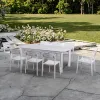 Saigon Modern Garden Outdoor Dining Set White Waterproof Patio Table and Chairs Durable Furniture for Backyard Courtyard