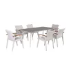 Teak Wood Patio Furniture Set Waterproof Aluminum Outdoor Dining Table Chair for Garden Balcony Courtyard