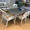 Teak Wood Patio Furniture Set Waterproof Aluminum Outdoor Dining Table Chair for Garden Balcony Courtyard