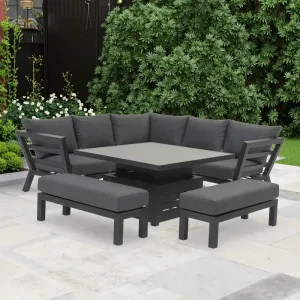 Una High End Customer Only Deluxe Furniture Outdoor Garden Sofa Set With Glass Lifting Table