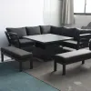 Una High End Customer Only Deluxe Furniture Outdoor Garden Sofa Set With Glass Lifting Table