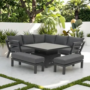Una High End Hotel Patio Sofa Set Garden Sofa With Glass Lifting Table Outdoor Furniture Backyard Garden Set