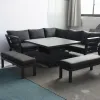 Una High End Hotel Patio Sofa Set Garden Sofa With Glass Lifting Table Outdoor Furniture Backyard Garden Set