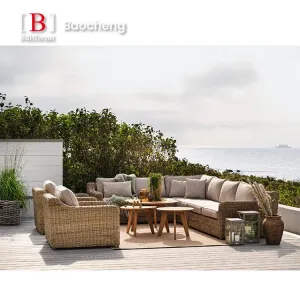 Viola Hot Sale Outdoor Rattan Furniture Sofa Chair Patio Furniture Rattan Luxury Sofa Set with Cushion