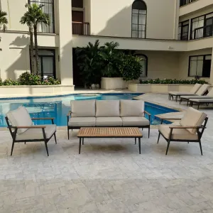 Waterproof Hotel Outdoor Aluminum Patio Garden Sofa Set Table and Chair for Hotel or Villa