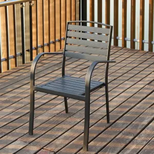 Wholesale Outdoor Aluminum Dining Chair Garden Furniture Black Plastic Wood Restaurant Patio Chairs