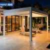 7m 8m Aluminum Slats Pergola Elektrisch White Outdoor Garden Patio Backyard Pergola Privacy Screen Pergola