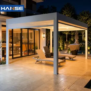 7m 8m Aluminum Slats Pergola Elektrisch White Outdoor Garden Patio Backyard Pergola Privacy Screen Pergola