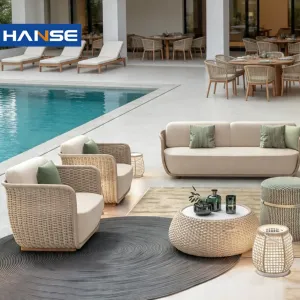 All-weather Waterproof Outdoor Furniture Wicker Woven 4-Piece Rattan Sofa Garden Terrace Set