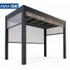 Aluminum Alloy Frame Powder-coated Side-hung Canopy Pavilion Motor Operated Roof With LED Strip Light for Private Villa