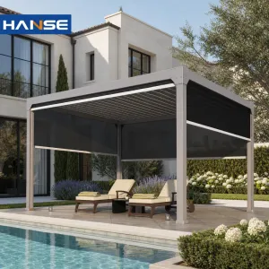 Aluminum Pergola Custom Size Motor Louvre Roof Anti Corrosion Outdoor Canopy for Resort Villa Commercial Wholesale