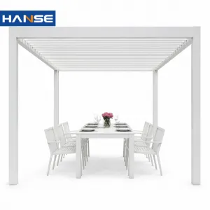 Aluminum Pergola Double Post Bioclimatic Sun Shelter All Weather Waterproof Outdoor Gazebo for Resort Outdoor Dining