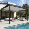 Aluminum Pergola Electric Bioclimatic Louvered Roof Wind Resistant Patio Shelter for Poolside Garden OEM Factory Supply